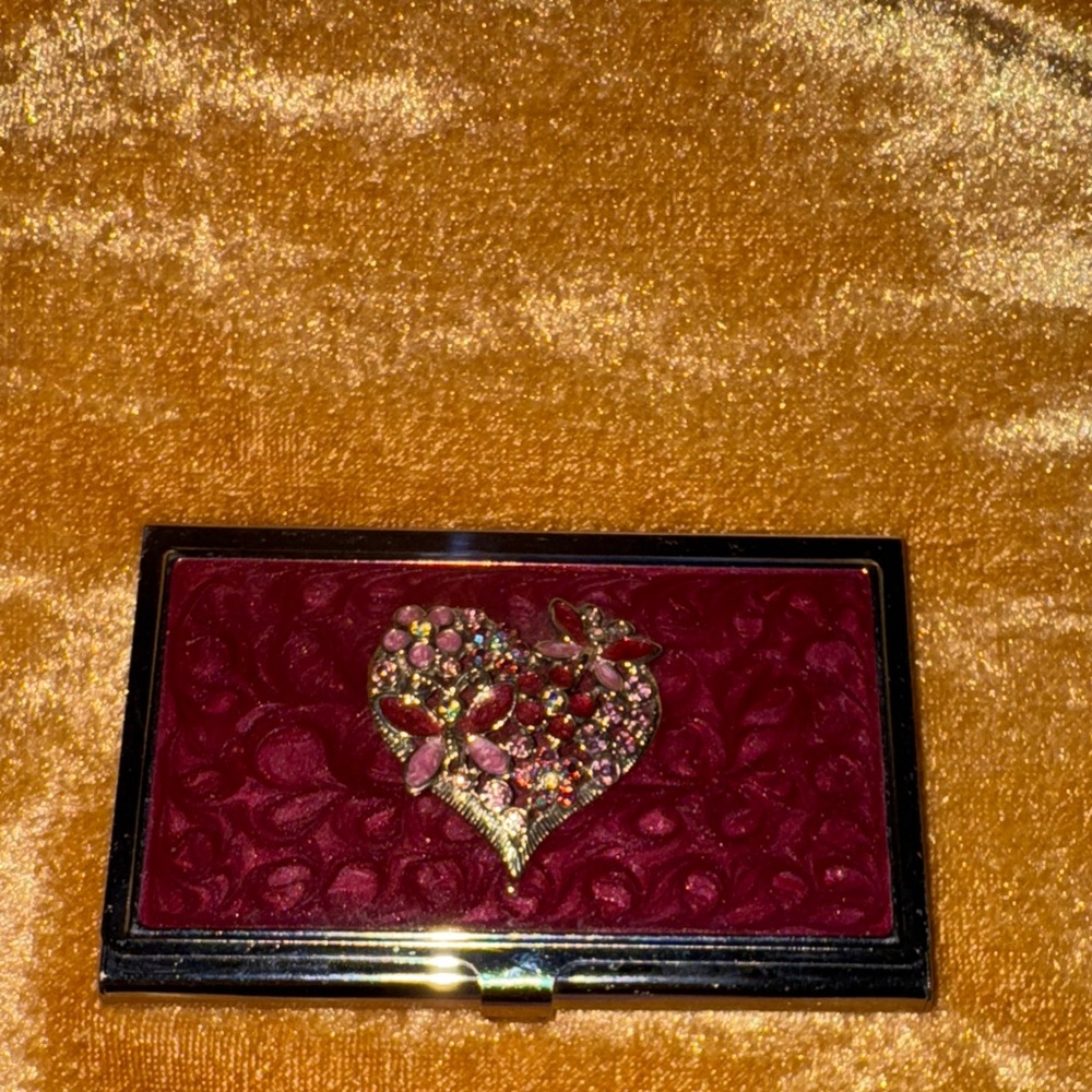 Elegant Ceramic Red jeweled Heart business card